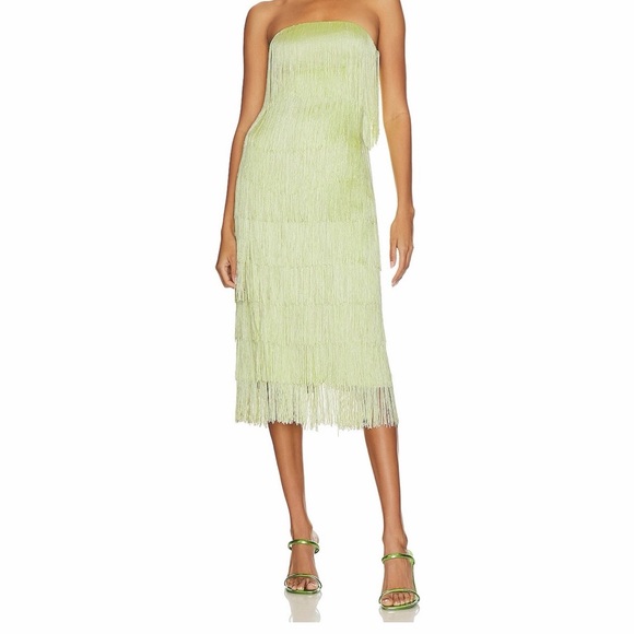 House of Harlow 1960 Dresses & Skirts - House of Harlow 1960 - Marquise Fringe Midi Dress in Green